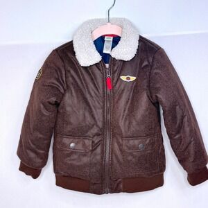 LITTLE ME Aviator Bomber Jacket 4T Brown Fighter Jet Pilot Top Gun Flight Jacket